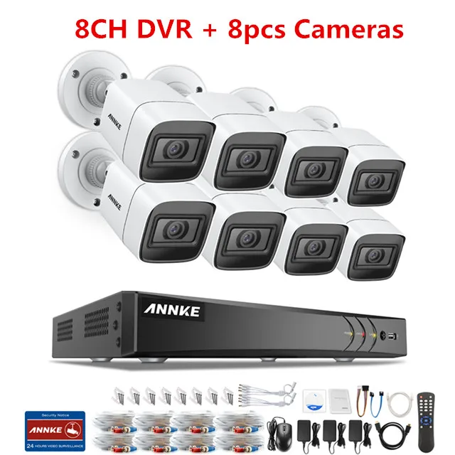 ANNKE 4K 8CH Ultra HD CCTV камера системы H.265 DVR комплект 4 шт./8 шт. 8MP TVI наружная домашняя система видеонаблюдения - Цвет: 8CH 8PCS DVR Kit