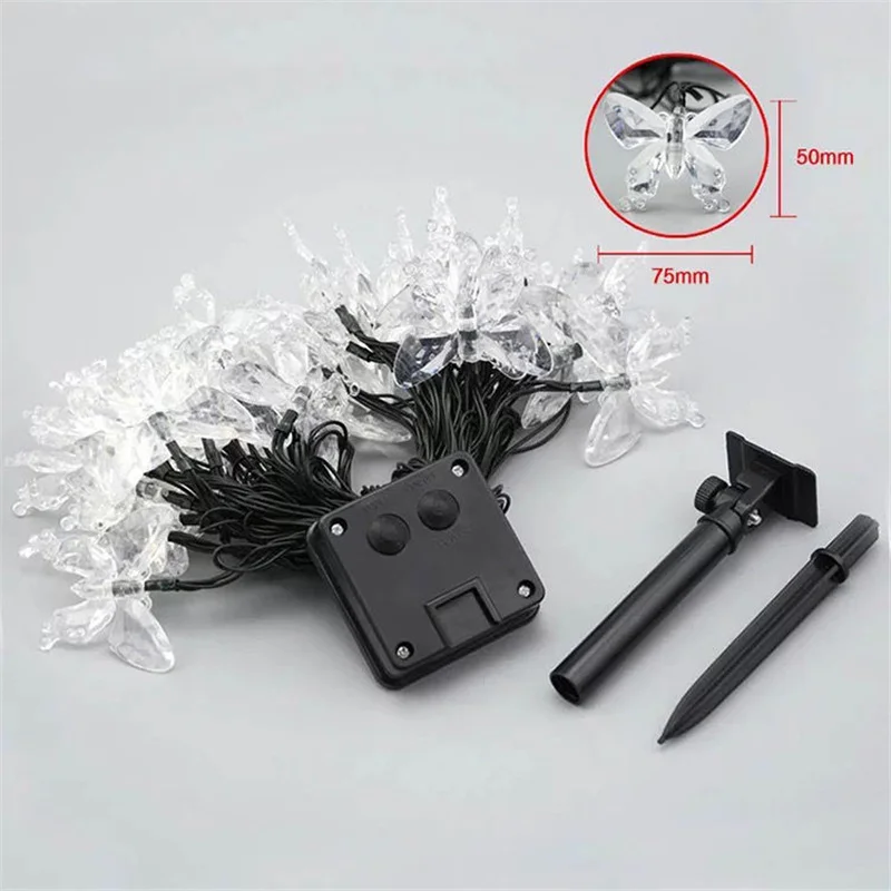 

New Solar LED Butterfly String Light Outdoor Waterproof Christmas Garland Fairy Lights New Year's Garden Lamp Wedding Decoration