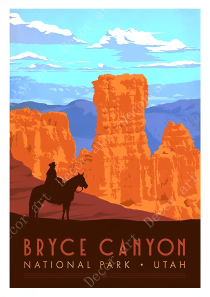 Поп арт Брайс каньон национальный парк Юта путешествия холст картины старинные