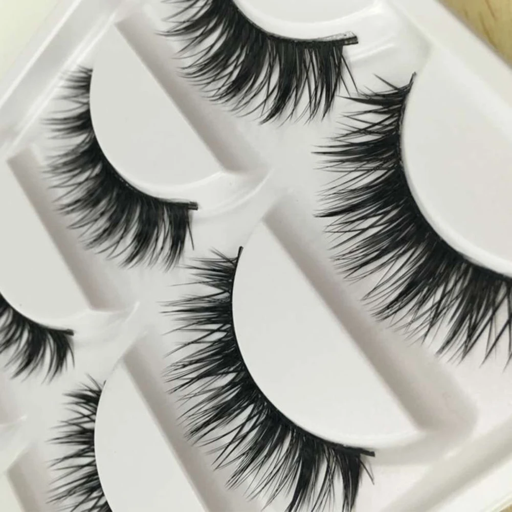 Popfeel 5 пар длинные толстые черные накладные ресницы основа для макияжа мягкие