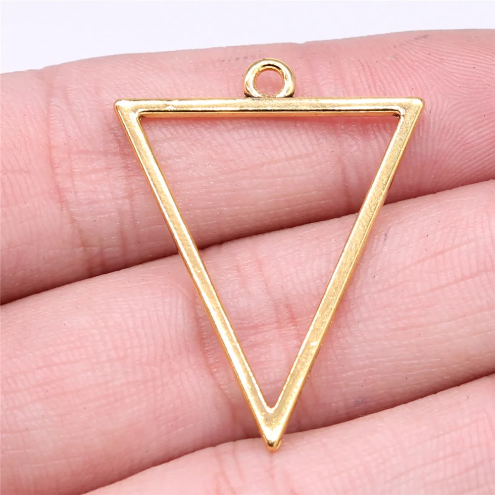 

10pcs 34x25mm Antique Gold Color Hollow Geometric Triangle Earring Accessories Charms For Earring Making D10537