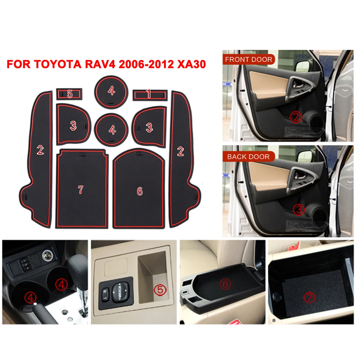 Противоскользящий коврик для затвора резиновые подставки RAV 4 2006 2007 2008 2009 2010 2011 2012