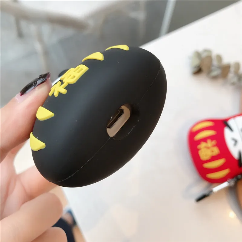 Япония удача Дарума тумблер Кукла талисман корпусы гарнитурные для Apple Airpods 1/2 силиконовый защитный чехол для наушников Аксессуары