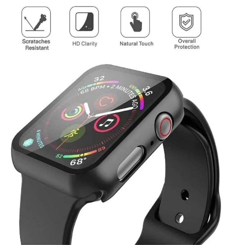 Funda de 100 piezas para Apple Watch SE 6 5 4 40MM 44MM 38MM 42MM PC, marco de parachoques con funda de vidrio + pel&iacute;cula protectora de vidrio-4