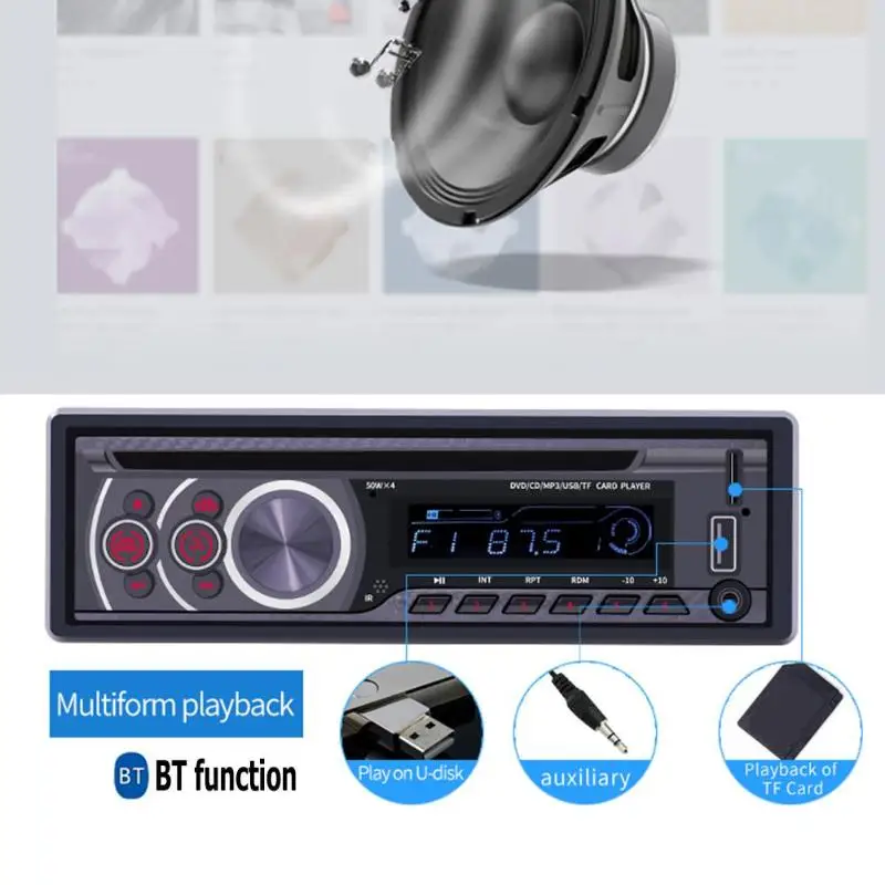 1 Din автомобильный радиоприемник Bluetooth автомобильный стерео MP3 Автомагнитола CD VCD dvd-проигрыватель AUX USB fm-радио приемник в приборной головке