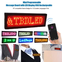 mini led digital display rechargeable programmable name badge 15 display languages durable scrolling led tag sign badge module