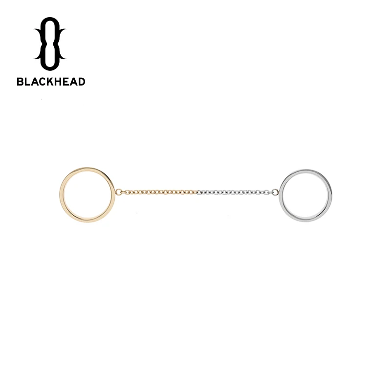 

Blackhead Fashion Brand Two-Color Chain Titanium Steel Decoration Ring Set Men and Women Couple
