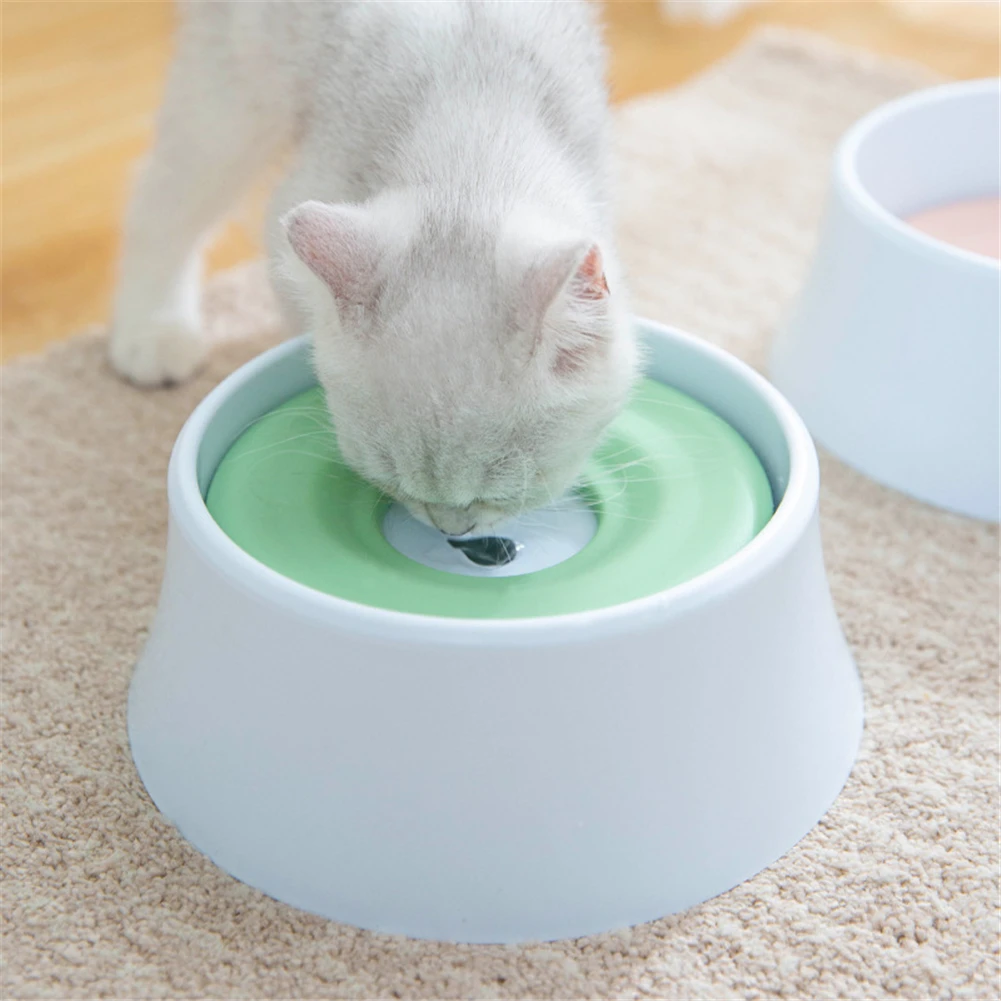 Pet Cat Dog Water Bowl Floating Bowl Slow Water Feeder Drink Dispenser Anti-Overflow Pet Fountain 1200ml Splash-Free Water Bowl
