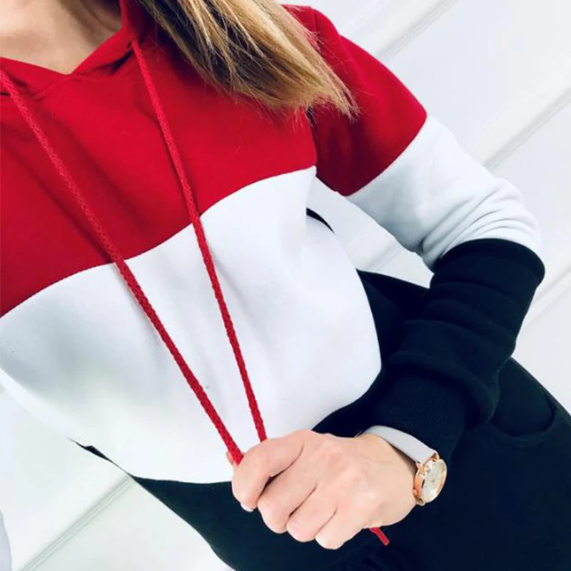 

High fashion women black sexy tracksuit long sleeve autumn winter slim 2 pieces outfits ladies track suit outerwear Drawstring