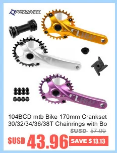 Prowheel 104 BCD mtb шатун со звездочками для велосипеда пластины 170 мм/30/32/34/36/38 T Круглый звездочки шатун для горного велосипеда комплект велосипед Запчасти