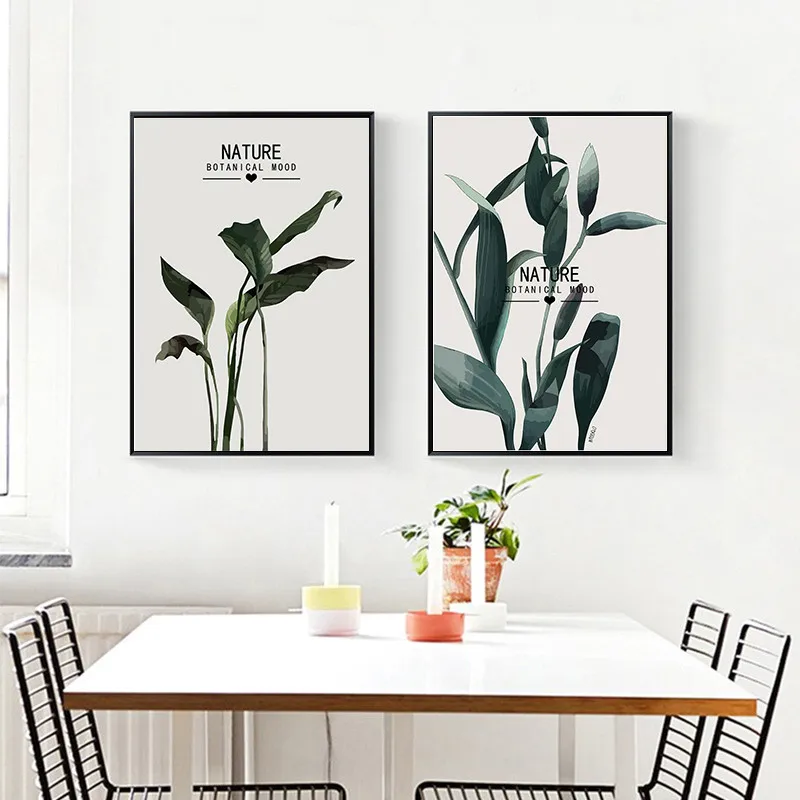 

Leaf Branch Home Decor Wall Art Nordic Canvas Painting Poster Nature Plant Fresh Decor Picture For Living Room Bedroom