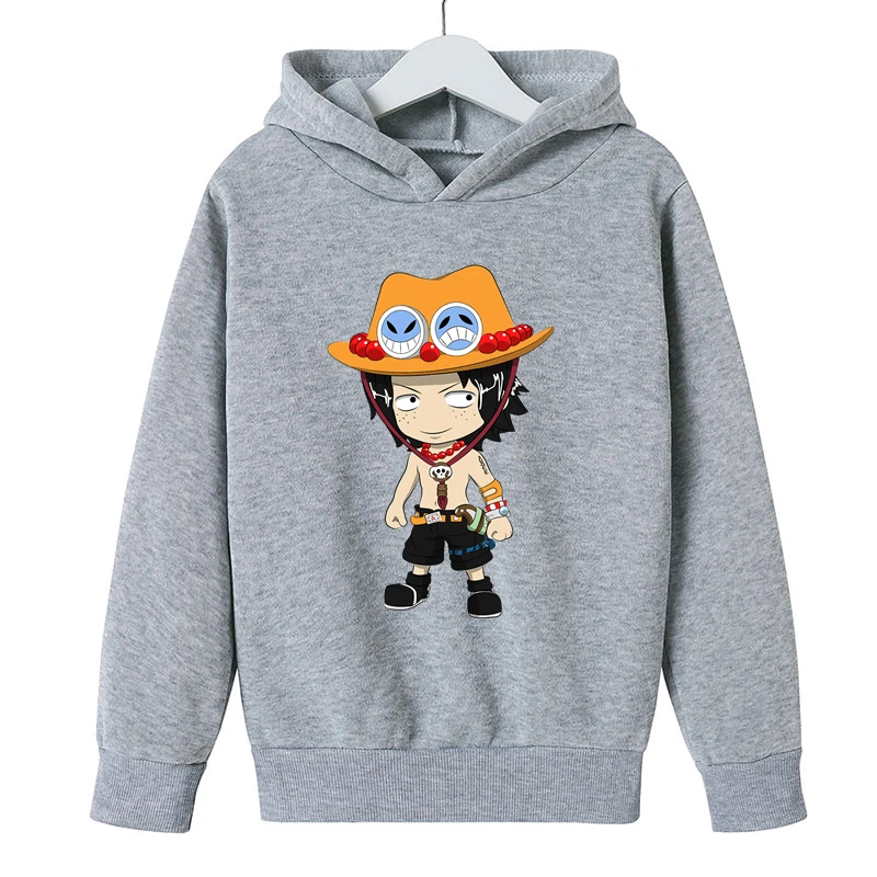 

One Pieces Printed Boys Girls Velvet Hoodie Casual Children Monkey D. Luffy Hoodies Sweatshirt Tops TonyTony Chopper Sportswear