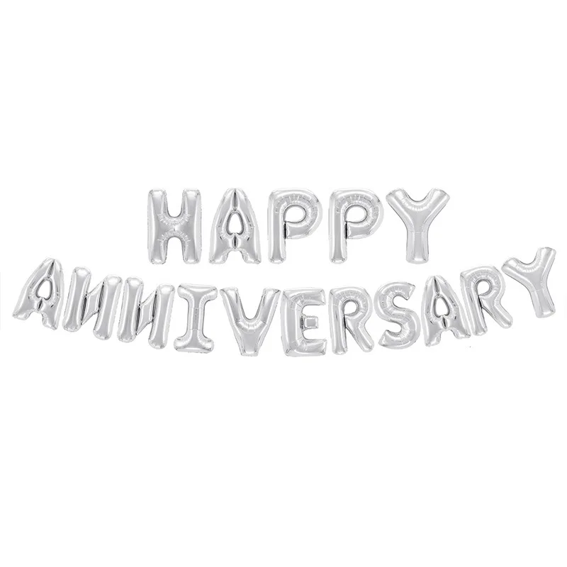 16 шт./лот золотые/серебристые шары с надписью на годовщину круглые вечерние