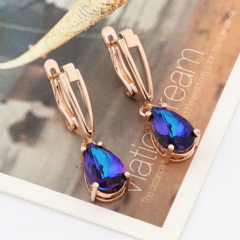 Новинка длинные серьги капли цвет розового золота 585 дюйма женские модные