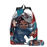 kimetsu no yaiba cos student bag demon slayer cos lover couple school rucksack anime backpack and pencil bag 2 pcs set kid gift