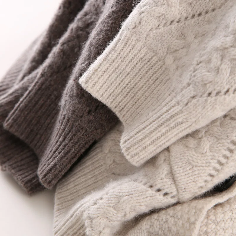 

Women's cashmere sweater 2021 autumn and winter new style 100% pure wool V-neck cardigan loose oversized warm knitted Female