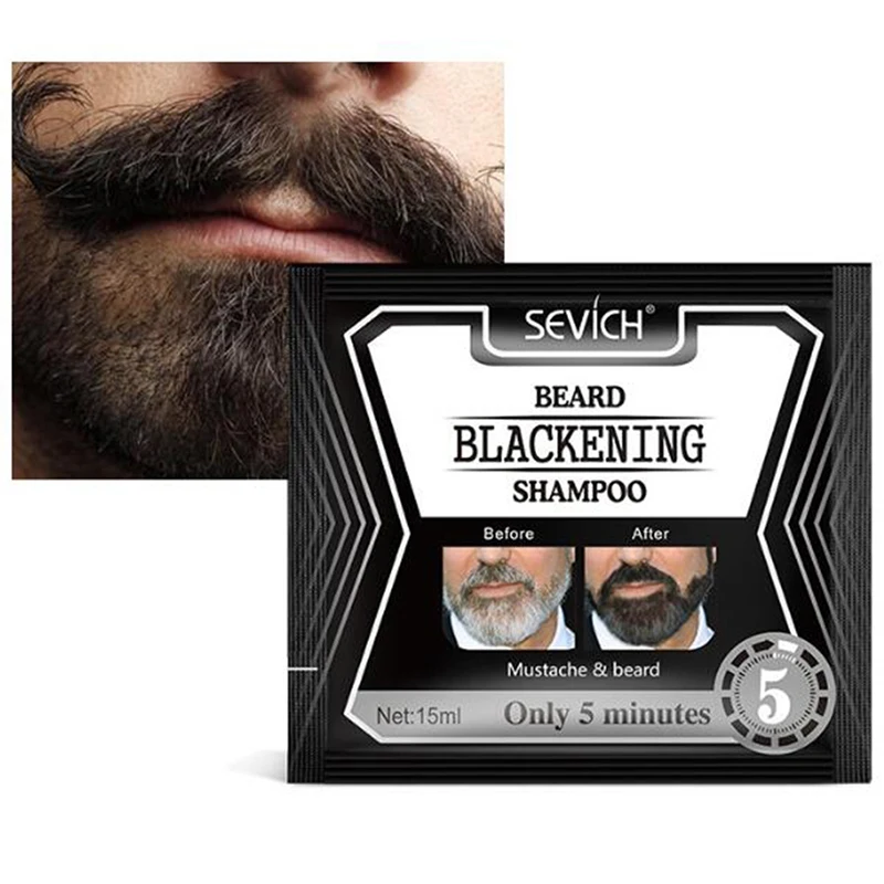 

Sevich 15ml 5 Minutes Blackening Beard Shampoo Dye Beard Botanical Herb Natural Faster Blacken Beard Shampoo Hair Color Care