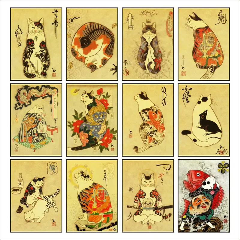 Ukiyoe Холст плакат Япония портрет холст живопись в японском Ретро самурая