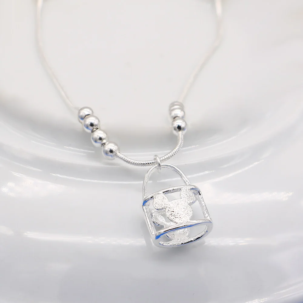 Модные милые Микки Маус сумки ножные браслеты 100% Серебро 925 пробы женские летние