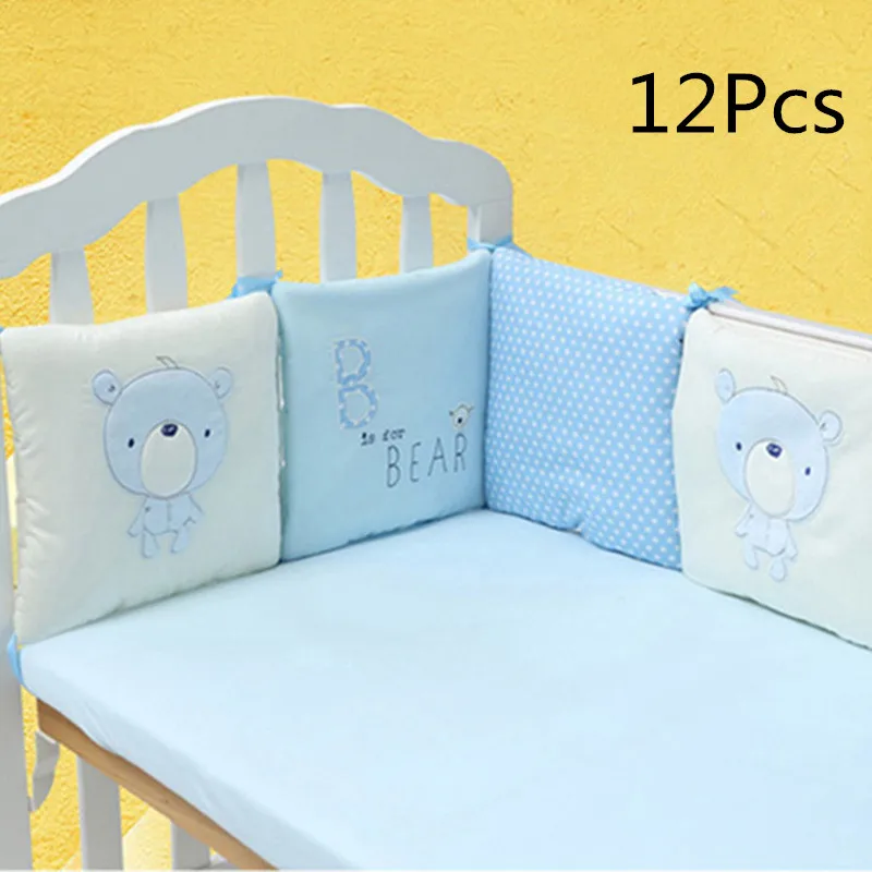 Blue 12Pcs 6 шт./12 шт. Детская кровать бампер Комплект Детская кровать детская кроватка защитный бампер для новорожденных Детская кроватка бампер в обувь для малышей Комплект постельного белья - Цвет: Blue 12Pcs