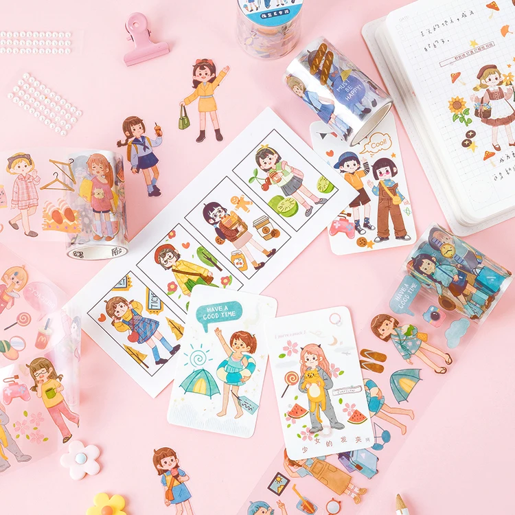 Girl's Life Series transparent Washi Tape Set Japanese PET Stickers Scrapbooking Adhesive Gilding Washitape Kawaii Stationary |