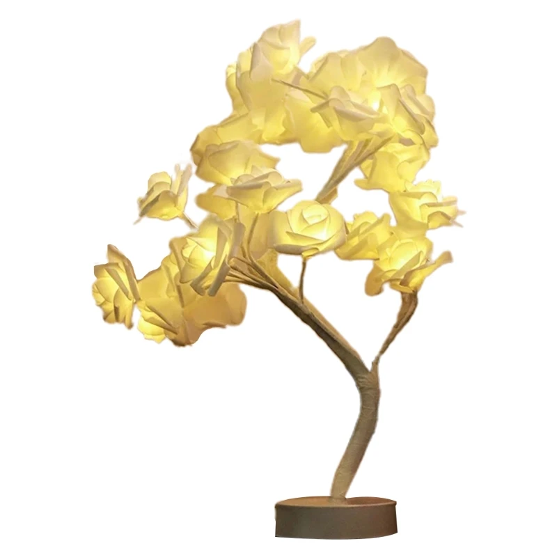 

Rose Lamp Tree Light Up Rose Petal Tree Lamp Desk Flower Perfect for Girl Night Lights Decorative Lamps for Living Rooms