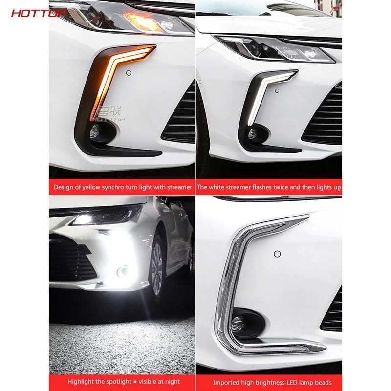 Дневные ходовые огни ABS черного цвета дневсветильник светодиодные для Toyota Corolla 2019