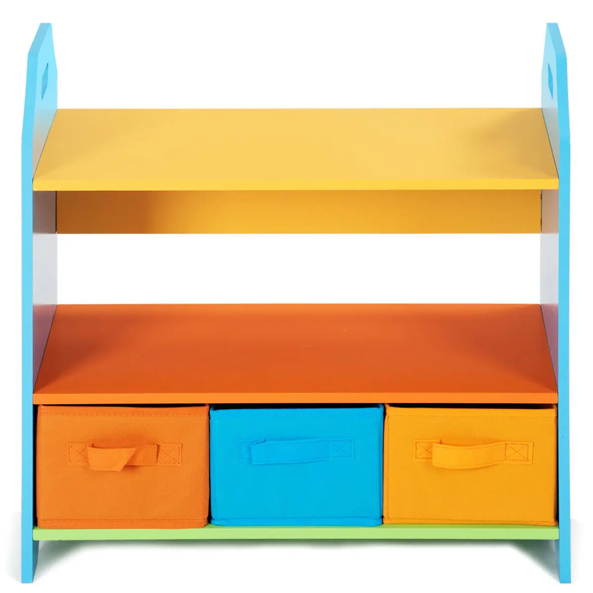 

Kids Crayon Themed Bookshelf Storage BinsToddler 2 Tiers Bookcase Classroom