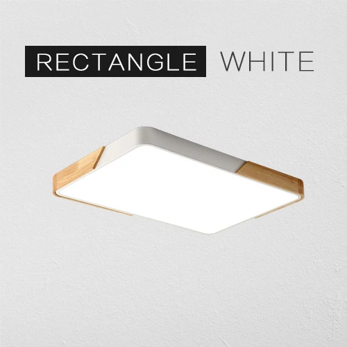 White Rectangle Современный светодиодный потолочный светильник, ультра тонкий поверхностный монтируемый светильник, приспособление для спальни, холла, деревянная кухонная лампа для домашнего декора, пульт дистанционного управления - Цвет корпуса: White Rectangle