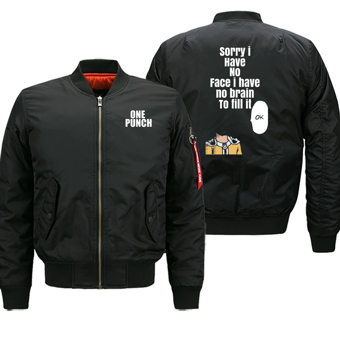 Зимняя мужская бейсбольная Униформа с забавным Аниме One Punch мужской Бомбер