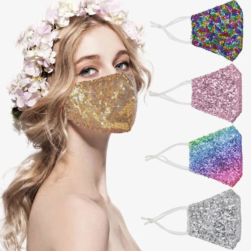 

Diamonds Mask Sequins Masque Halloween Cosplay Mascara Face Mask Reusable Washable Black Mascarillas Cloth masque enfant jetable