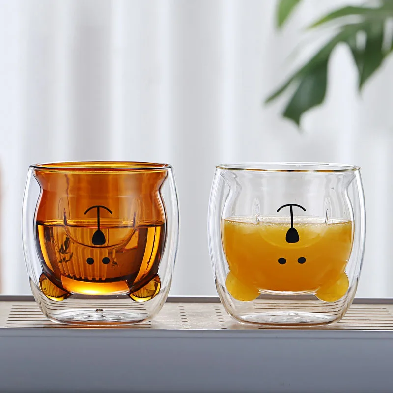 

Cartoon Double Wall Cup Juice Glass Heat-Resistant Double-Layer Coffee Milk Juice Tea Cup