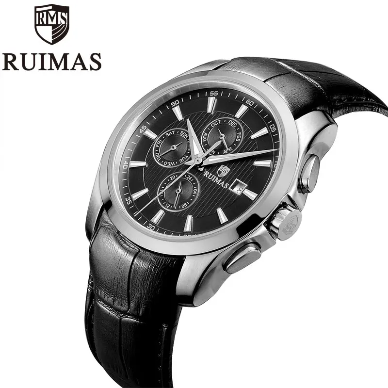 Men Watches Automatic Mechanica Ruimasl Top Brand Waterproof Leather Casual Business Wrist watches Relogio Masculino | Наручные часы