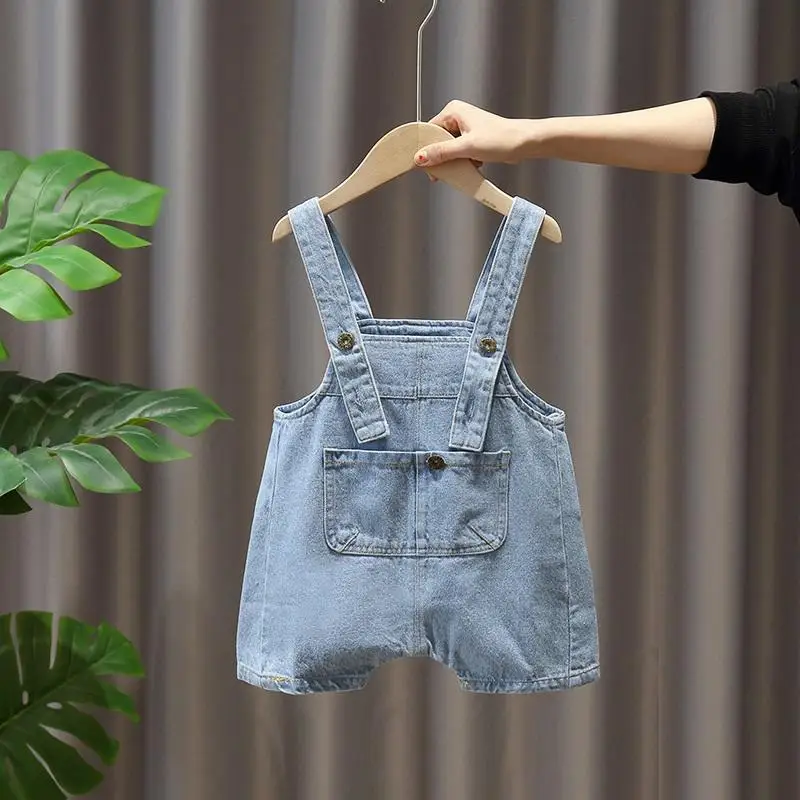 

Summer Children's Denim shorts Boy Girl Shorts Baby Denim Strap Shorts Kids Fashion Loose Pants