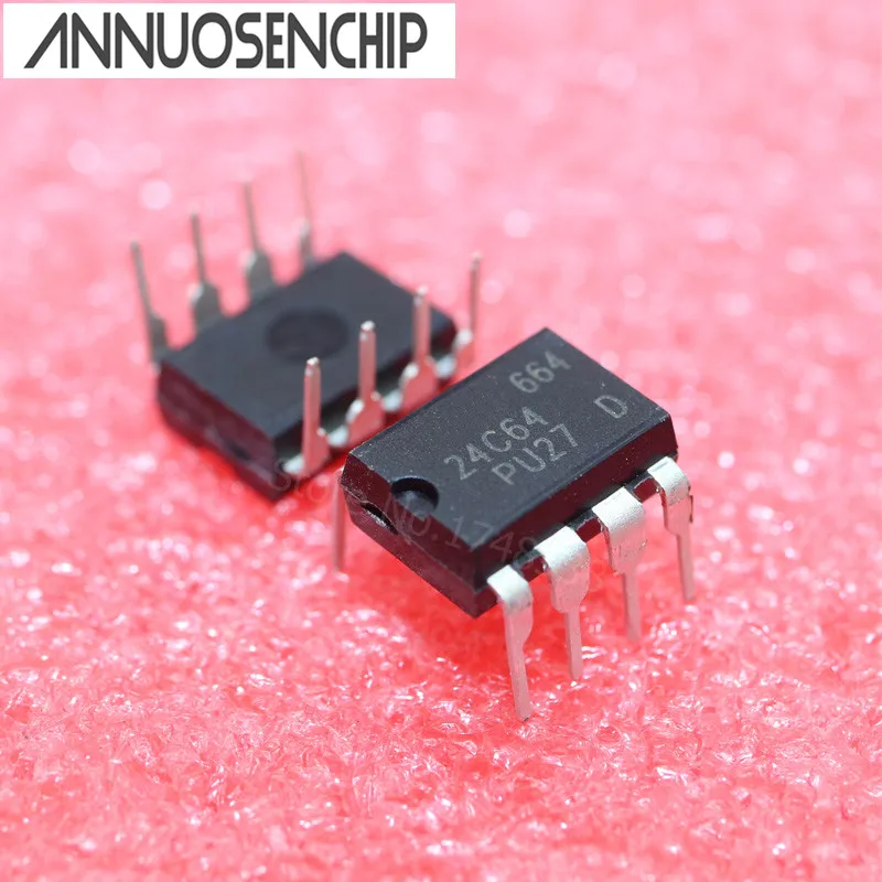 Бесплатная доставка, 100 шт., AT24C64 24C64 DIP8 EEPROM, 64 кбит, 400 кГц, новинка