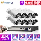 Система видеонаблюдения H.265, 8 каналов, 5 МП, POE, NVR, наружная водонепроницаемая IP-камера с ИИ-обнаружением, с записью звука, комплект для домашнего видеонаблюдения