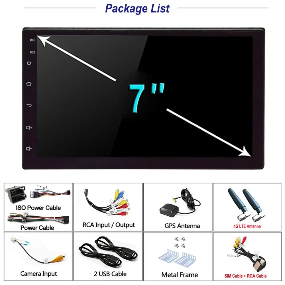 Универсальный Автомобильный мультимедийный плеер 7 дюймов 1Din Android 8 1 DVD GPS MP5 радио