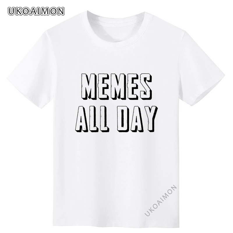 

Футболка Мужская/Женская хлопковая оверсайз, приталенная рубашка с надписью «Memes» на весь день, лето