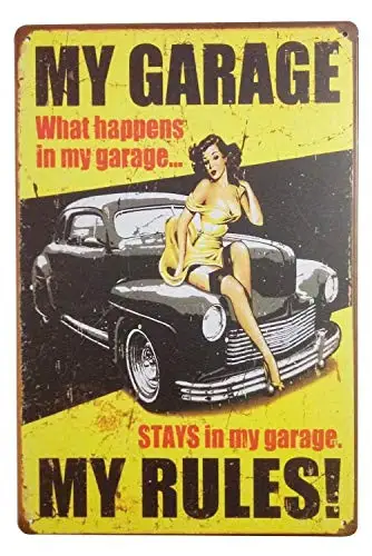 Cartel de chapa Retro para coche y Chica, cartel de Metal, de pared, cartel