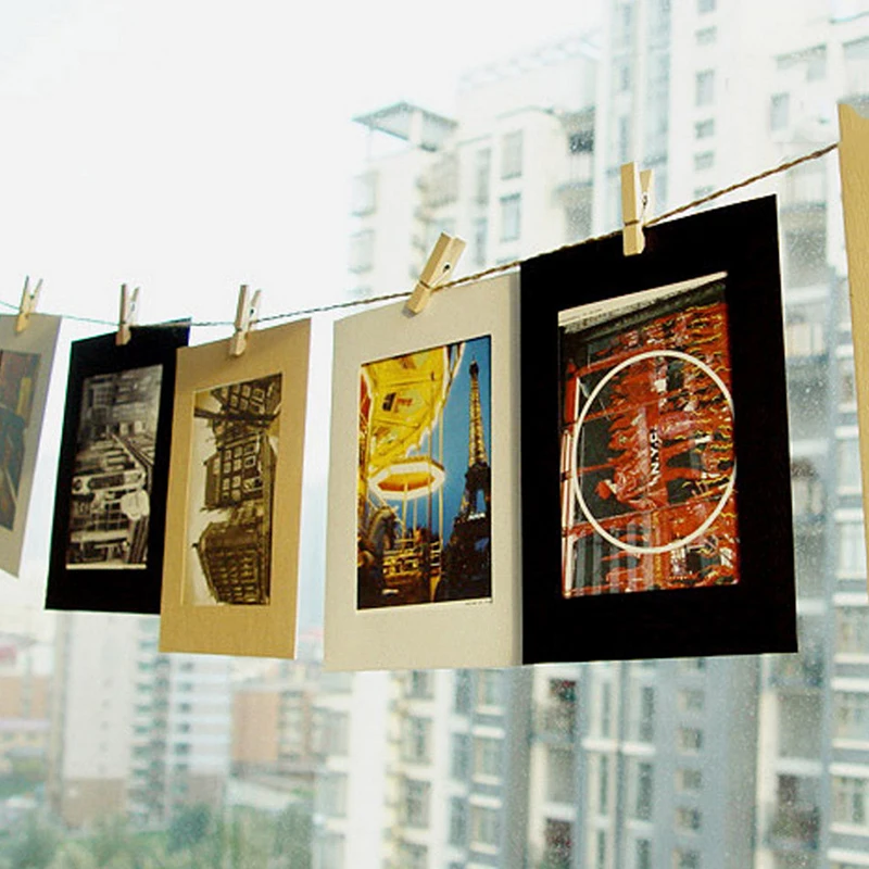 Крафт-бумага фото рамки DIY стена фотографий зажимы держателя веревка Выпускной
