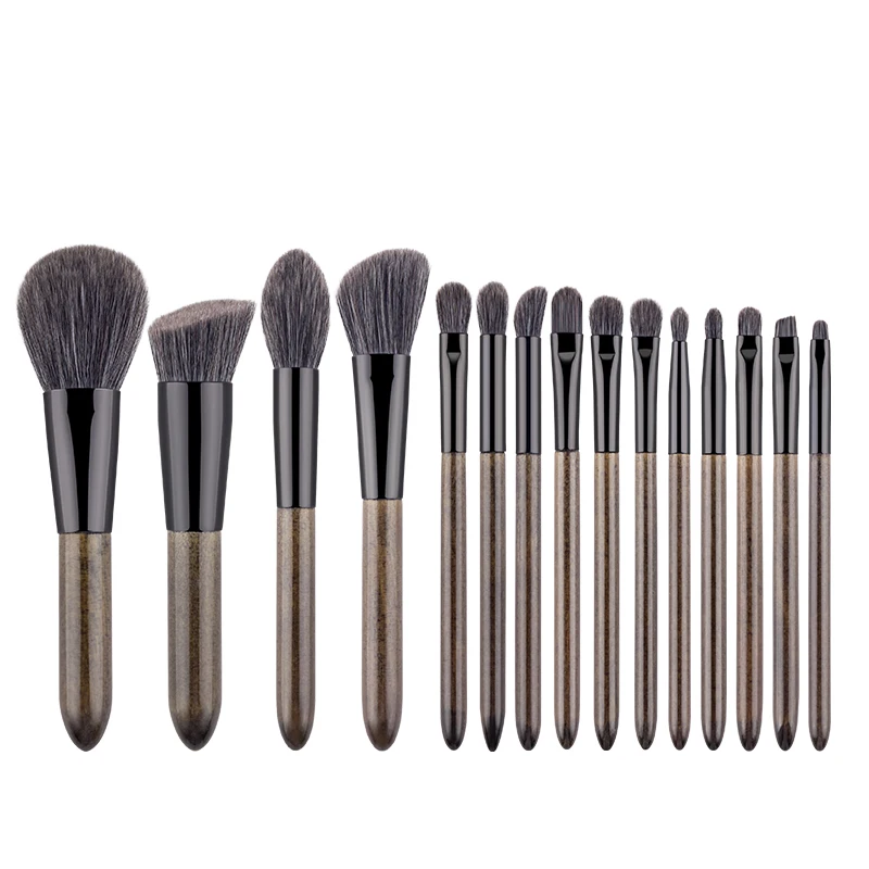 

Anmor 15Pcs Make Up Brushes Set With Bag High Quality Foundation Eyeshadow Blending Eyebrow Makeup Brush PU Leather brochas