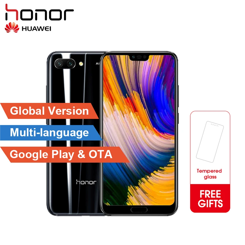 Глобальная версия Honor 10 4 Гб 128 Гб Смартфон 24 МП Восьмиядерный мобильный телефон двойная камера Face ID NFC android 8,1 3400 мАч