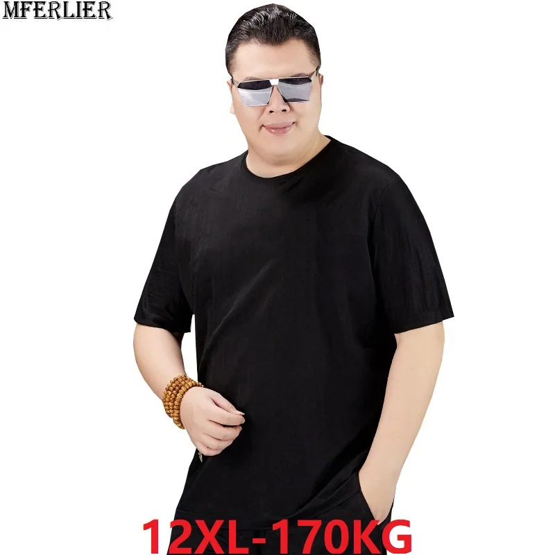 Размера плюс 7XL 8XL 9XL 10XL 12XL Мужская футболка с короткими рукавами летние футболки