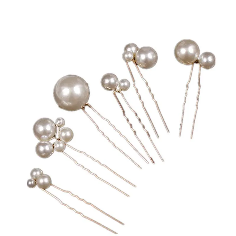 

6pcs Bride Hair Sticks Headwear Pearl U Shape Hair Clips Pins for Women Wedding Party Hairpins Hair Accessories Hair Ornaments