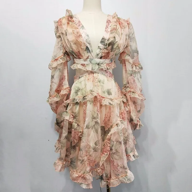Фото Sexy Print Dress Female Chiffon V Neck Hollow Out Lantern Sleeve High Waist Mini Dresses Summer Fashion Sweet New Женская одежда Sexy Print Dress Female Chiffon V Neck Hollow Out Lantern Sleeve High Waist Mini Dresses Summer Fashion Sweet New Женская одежда
