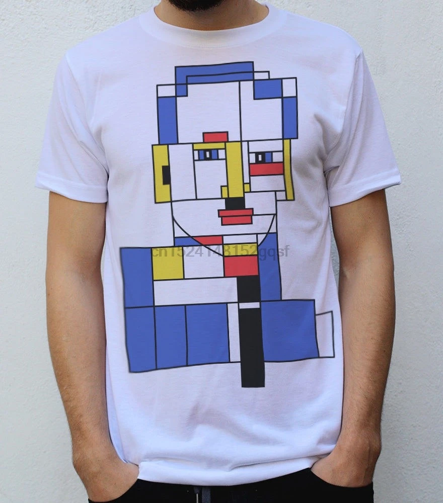 Piet Mondrian портретная футболка художественная с круглым вырезом летние модные
