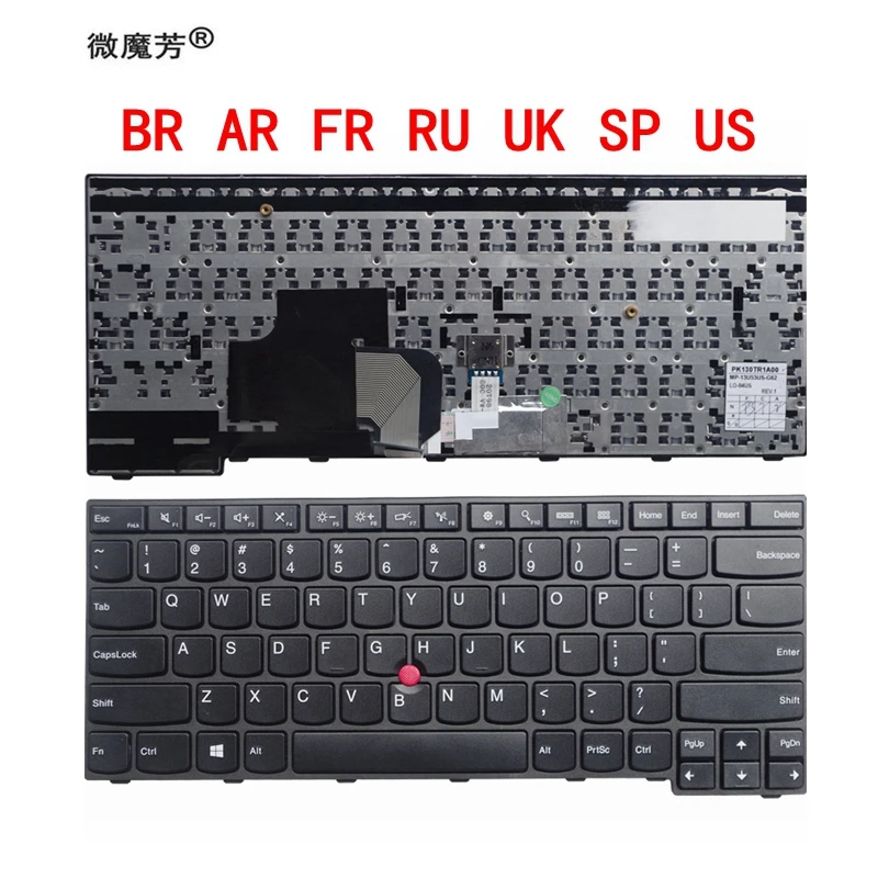 

SP/BR/RU/FR/UK/US/AR New Keyboard for LENOVO E450 E455 E450C W450 E460 E465 Replacement
