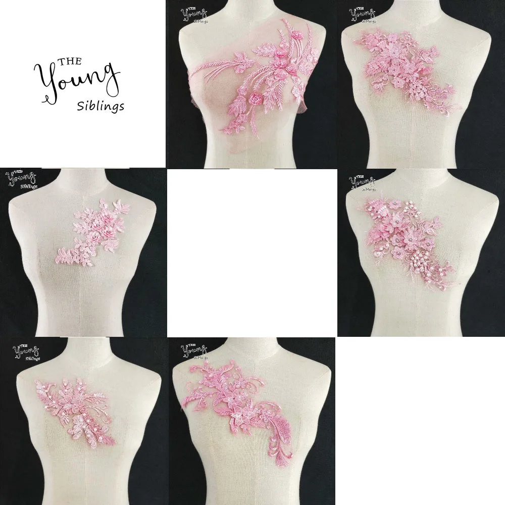 Розовый кружевной воротник с вышивкой высокое качество ABS Жемчужный Цветок ткань