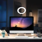 Светодиодная ламсветильник-кольцо для селфи, для видеоконференций, с зажимом на ноутбуке, для Youtube, чата, игр, потоковых трансляций, ПК, веб-камеры