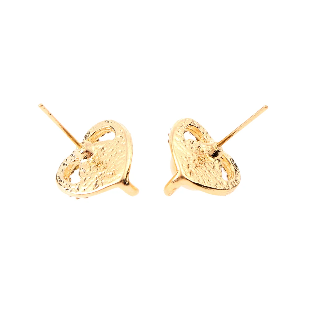 

Women Fashion Wedding Party Jewelry Rhinestone Gold Plated Crystal Lovely Heart Shape Pearl Ear Jewelry Hook Stud Earring Gift